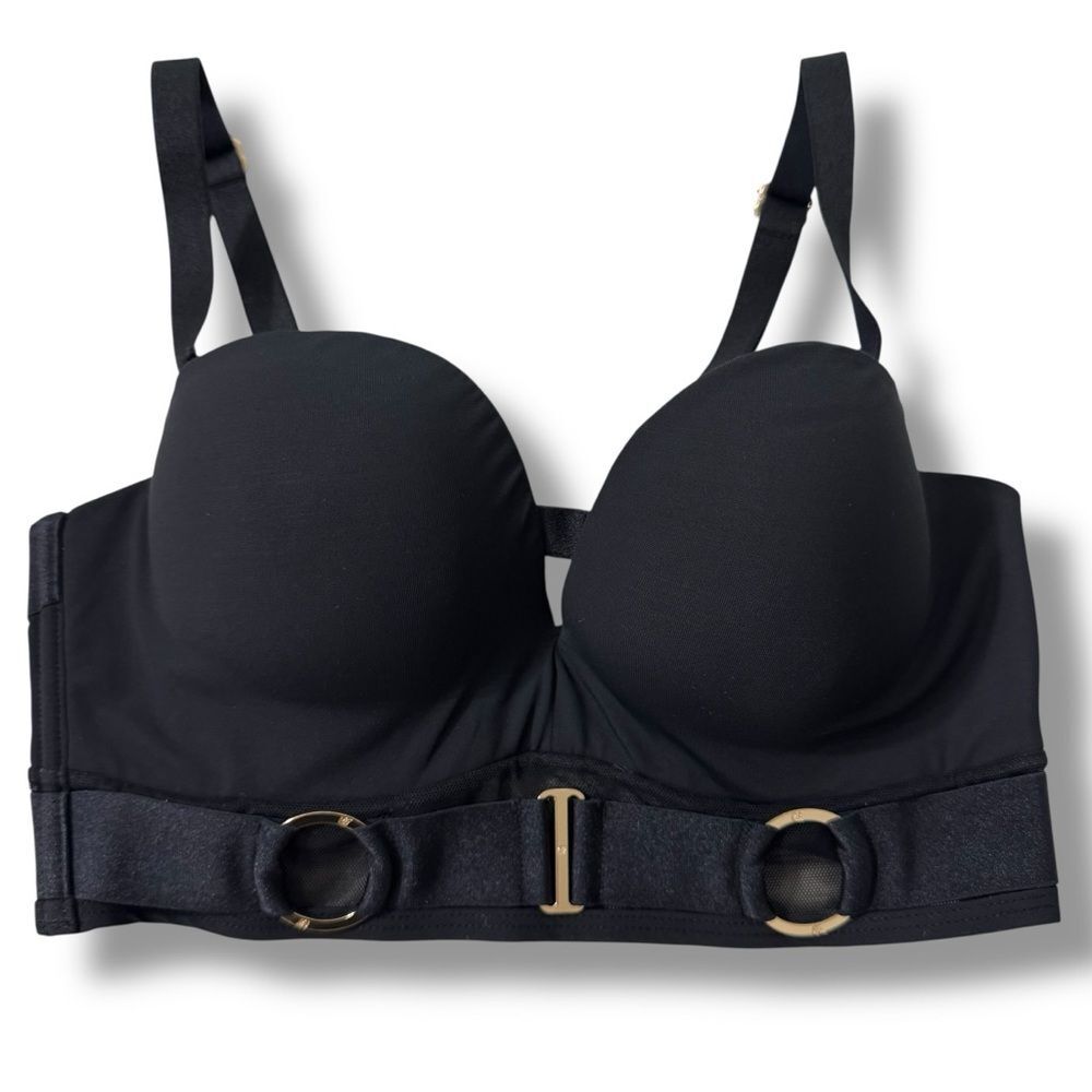 Honey Birdette Black Bikini Top Gold Hardware 32C